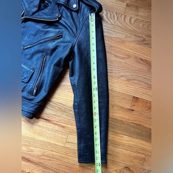 Wilsons Leather Black Biker Jacket - Picture 9 of 16